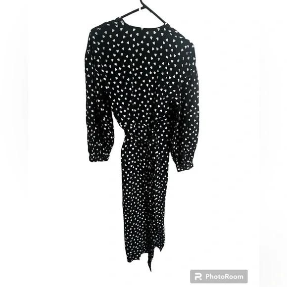 Topshop Heart Print Midi Wrap Dress Black White size 2 - Picture 7 of 10